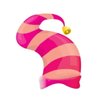 Vector funky pink stripped cartoon christmas elf hat isolated on white Stock Illustration