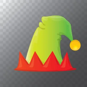 Vector funky red and green stripped cartoon christmas elf hat isolated on 库存插图