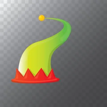 Vector funky red and green stripped cartoon christmas elf hat isolated on 스톡 일러스트