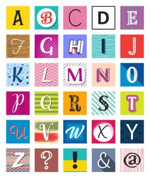 Vector funny alphabet letters with various designs イラスト素材
