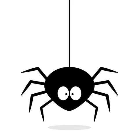 Vector. A funny and cute spider on the web. Halloween. Stock Illustration