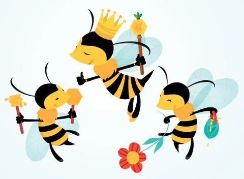 Vector Funny bees Cartoons Illustrations Stock Illustration