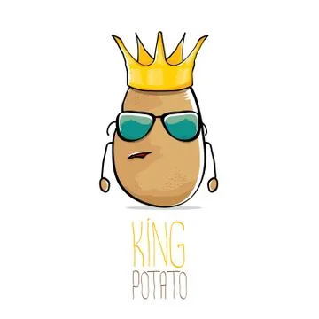 Vector funny cartoon cool cute brown smiling king potato イラスト素材