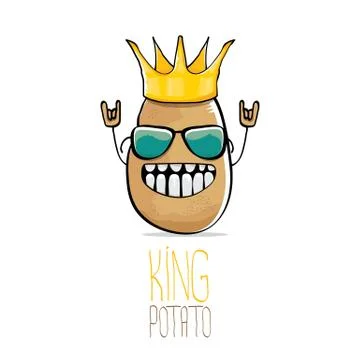 Vector funny cartoon cool cute brown smiling king potato Illustrazione stock