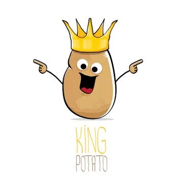 Vector funny cartoon cool cute brown smiling king potato イラスト素材