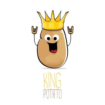 Vector funny cartoon cool cute brown smiling king potato Illustrazione stock