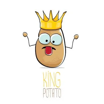 Vector funny cartoon cool cute brown smiling king potato Stock Illustration