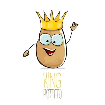 Vector funny cartoon cool cute brown smiling king potato Illustrazione stock