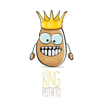 Vector funny cartoon cool cute brown smiling king potato Illustrazione stock