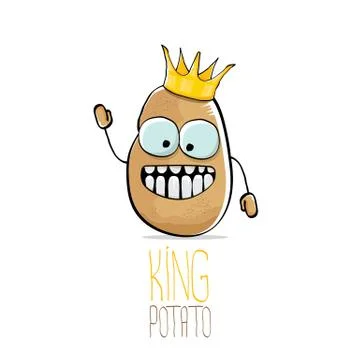 Vector funny cartoon cool cute brown smiling king potato Illustrazione stock