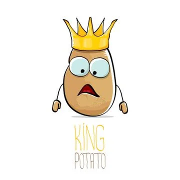 Vector funny cartoon cool cute brown smiling king potato Illustrazione stock