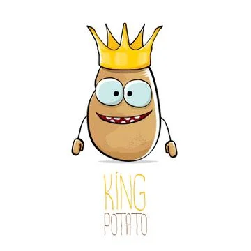 Vector funny cartoon cool cute brown smiling king potato Illustrazione stock