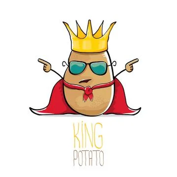Vector funny cartoon cool cute brown smiling king potato Illustrazione stock
