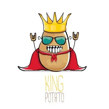Vector funny cartoon cool cute brown smiling king potato Illustrazione stock