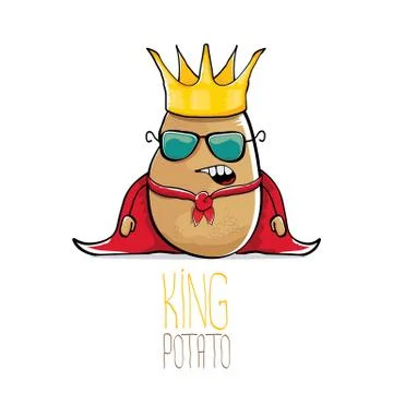 Vector funny cartoon cool cute brown smiling king potato Illustrazione stock