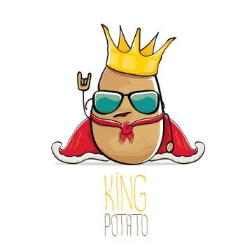 Vector funny cartoon cool cute brown smiling king potato Illustrazione stock