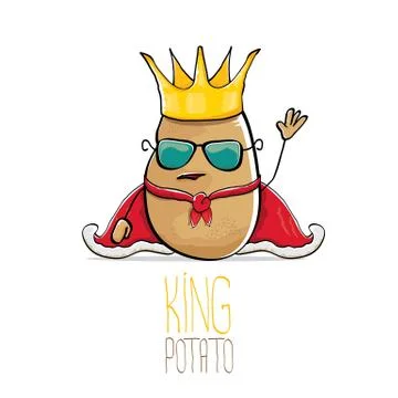 Vector funny cartoon cool cute brown smiling king potato イラスト素材