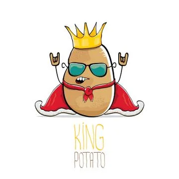 Vector funny cartoon cool cute brown smiling king potato Illustrazione stock