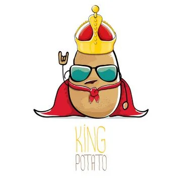 Vector funny cartoon cool cute brown smiling king potato Illustrazione stock