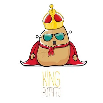 Vector funny cartoon cool cute brown smiling king potato イラスト素材