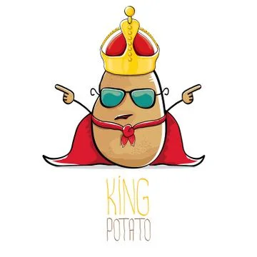 Vector funny cartoon cool cute brown smiling king potato Illustrazione stock