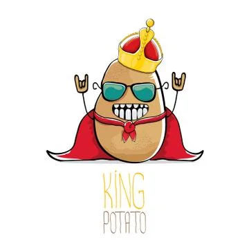 Vector funny cartoon cool cute brown smiling king potato Illustrazione stock