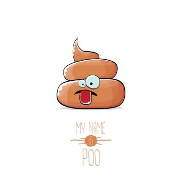 Vector funny cartoon cool cute brown smiling poo icon isolated on white 스톡 일러스트