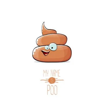 Vector funny cartoon cool cute brown smiling poo icon isolated on white 스톡 일러스트