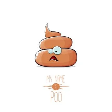 Vector funny cartoon cool cute brown smiling poo icon isolated on white 스톡 일러스트