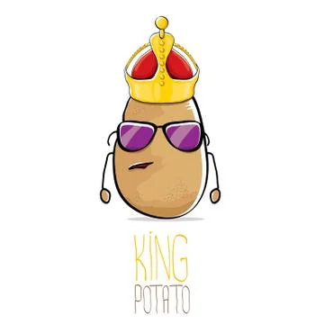 Vector funny cartoon cool cute brown smiling king potato Illustrazione stock