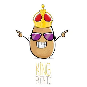Vector funny cartoon cool cute brown smiling king potato イラスト素材