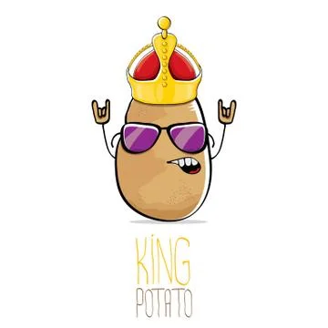 Vector funny cartoon cool cute brown smiling king potato Illustrazione stock