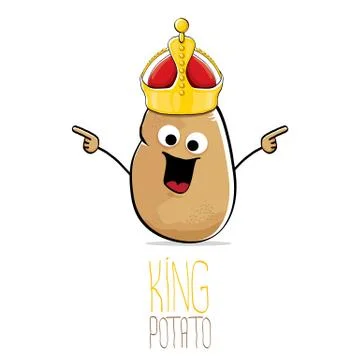 Vector funny cartoon cool cute brown smiling king potato イラスト素材