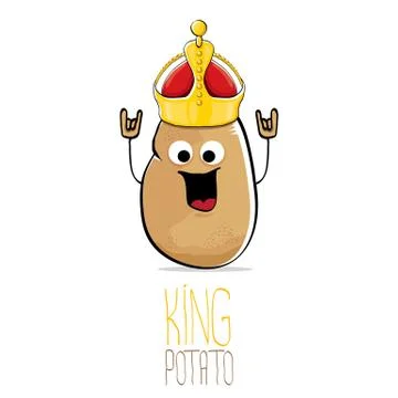 Vector funny cartoon cool cute brown smiling king potato イラスト素材