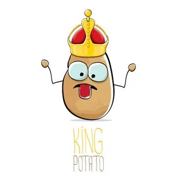 Vector funny cartoon cool cute brown smiling king potato Stock Illustration