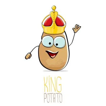 Vector funny cartoon cool cute brown smiling king potato Illustrazione stock