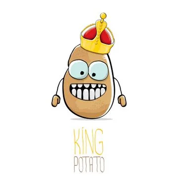 Vector funny cartoon cool cute brown smiling king potato イラスト素材
