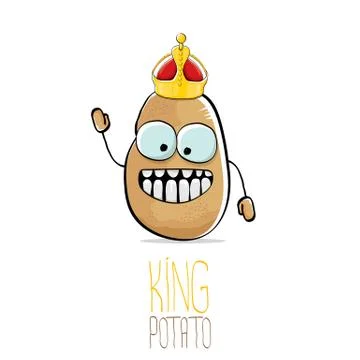 Vector funny cartoon cool cute brown smiling king potato Illustrazione stock
