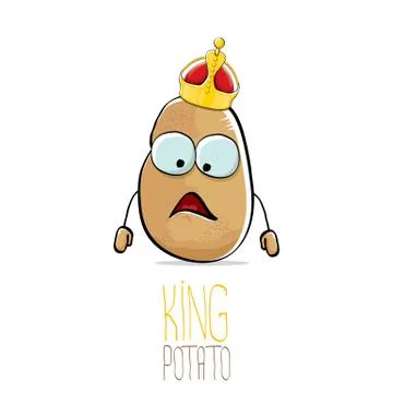 Vector funny cartoon cool cute brown smiling king potato Illustrazione stock