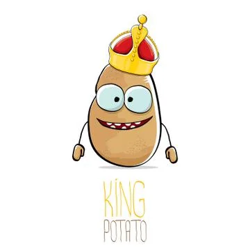 Vector funny cartoon cool cute brown smiling king potato Illustrazione stock