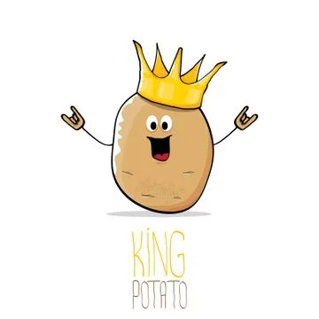 Vector funny cartoon cool cute brown smiling king potato Illustrazione stock