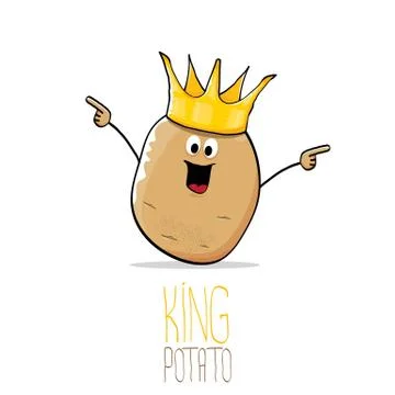 Vector funny cartoon cool cute brown smiling king potato Illustrazione stock
