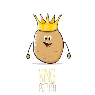 Vector funny cartoon cool cute brown smiling king potato Illustrazione stock