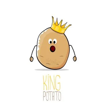 Vector funny cartoon cool cute brown smiling king potato Illustrazione stock