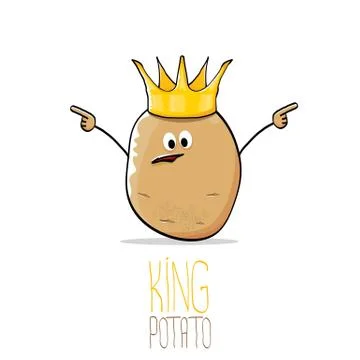 Vector funny cartoon cool cute brown smiling king potato Stock Illustration