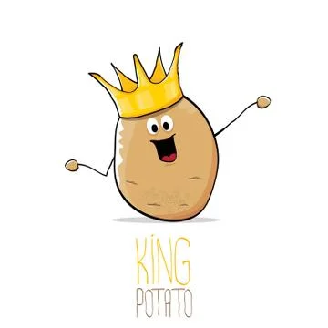 Vector funny cartoon cool cute brown smiling king potato イラスト素材
