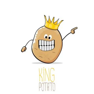 Vector funny cartoon cool cute brown smiling king potato Illustrazione stock