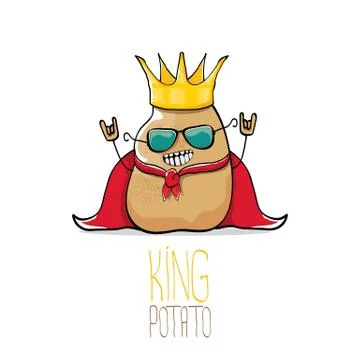 Vector funny cartoon cool cute brown smiling king potato イラスト素材