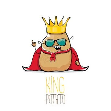 Vector funny cartoon cool cute brown smiling king potato イラスト素材