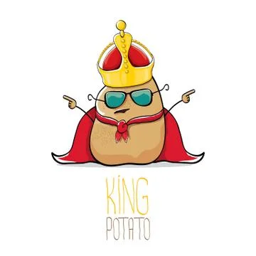 Vector funny cartoon cool cute brown smiling king potato Illustrazione stock